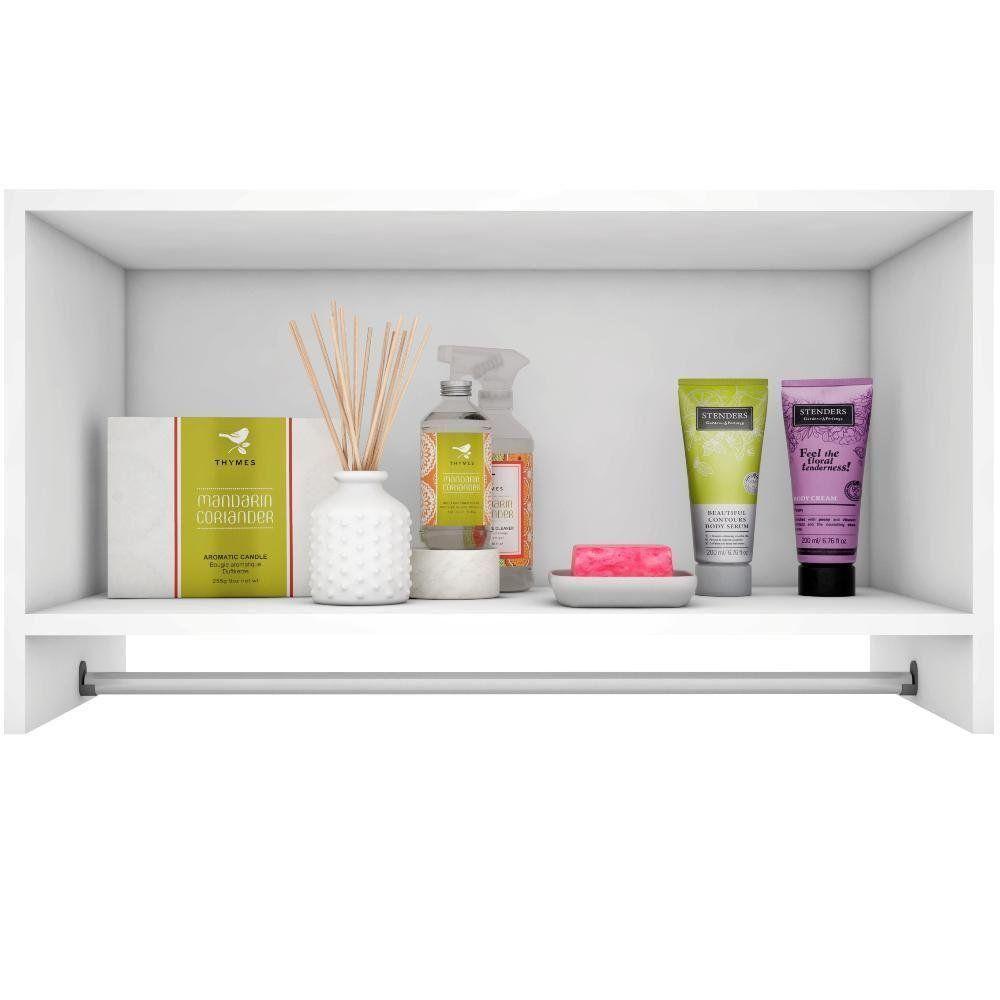 Kit 02 Armários Multiuso Aéreo Cabideiro Grécia L03 Branco - 4