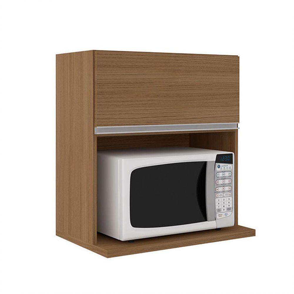 Armário Suspenso Com Nicho Para Microondas 1 Porta Evidence Poliman Móveis Carvalho - 1