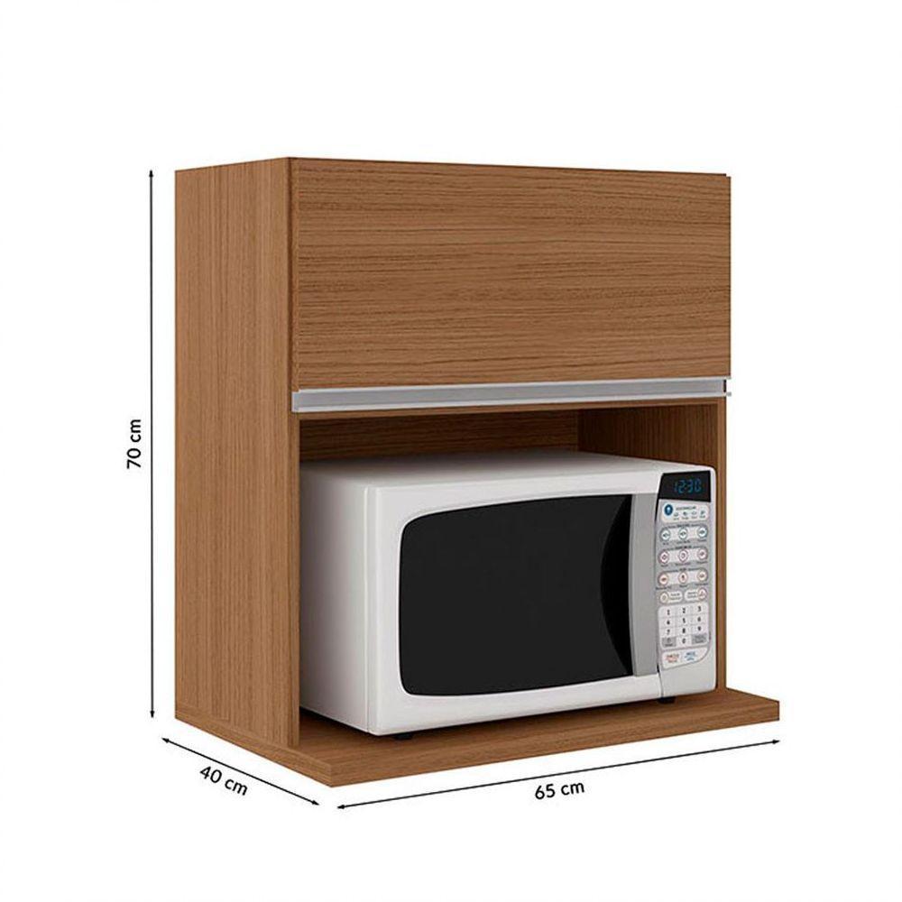 Armário Suspenso Com Nicho Para Microondas 1 Porta Evidence Poliman Móveis Carvalho - 2