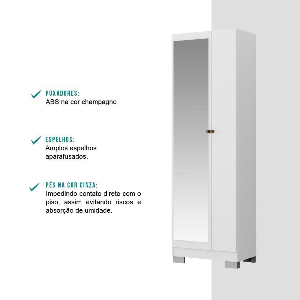 Armário Utilitário Multiuso 2 Portas Espelho Branco - 8