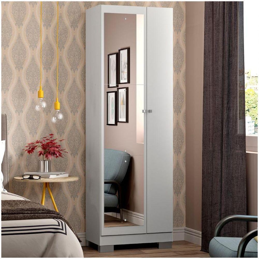 Armário Utilitário Multiuso 2 Portas Espelho Branco - 10