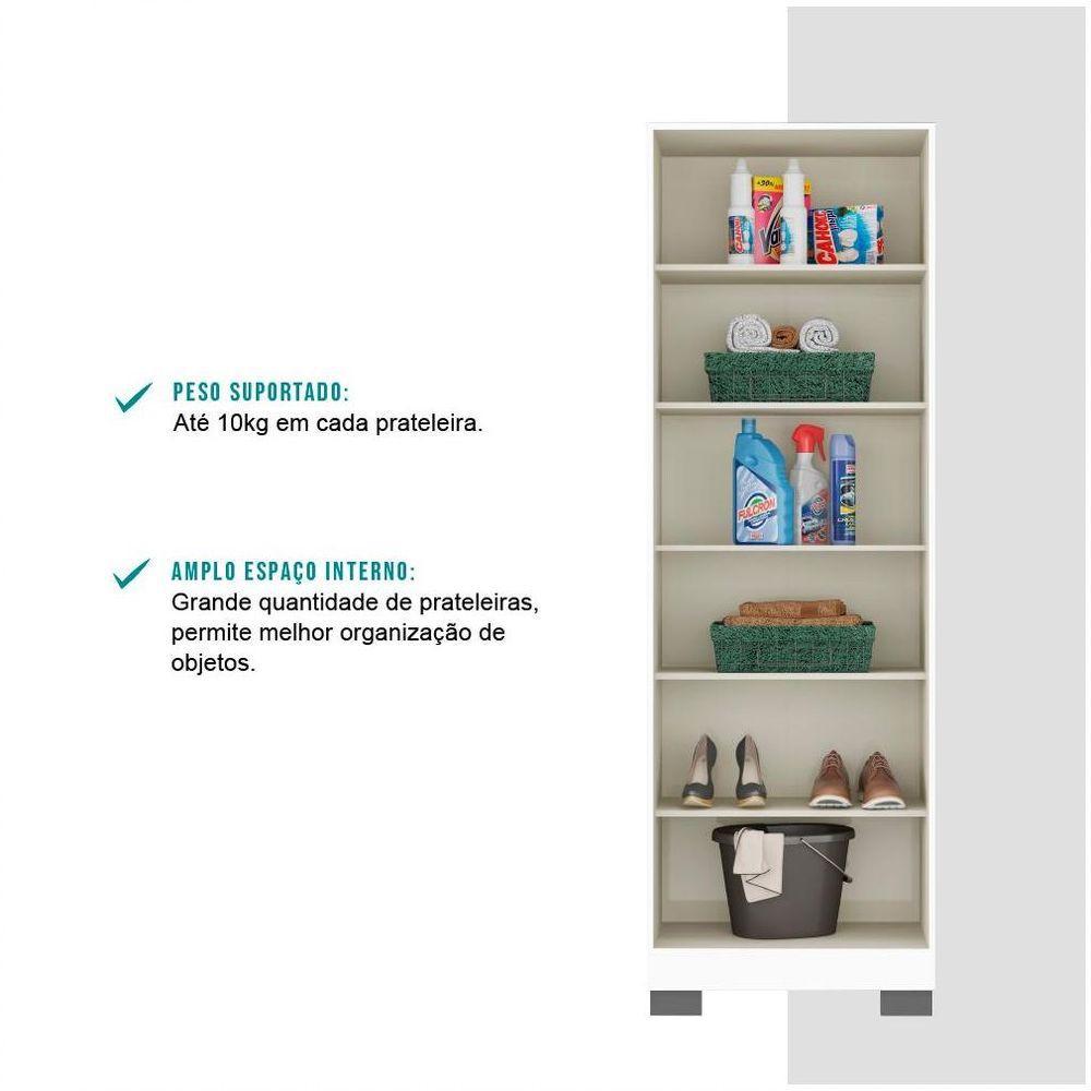 Armário Utilitário Multiuso 2 Portas Espelho Branco - 5