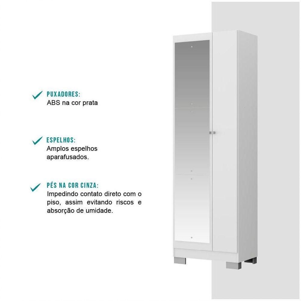 Armário Utilitário Multiuso 2 Portas Espelho Branco - 6