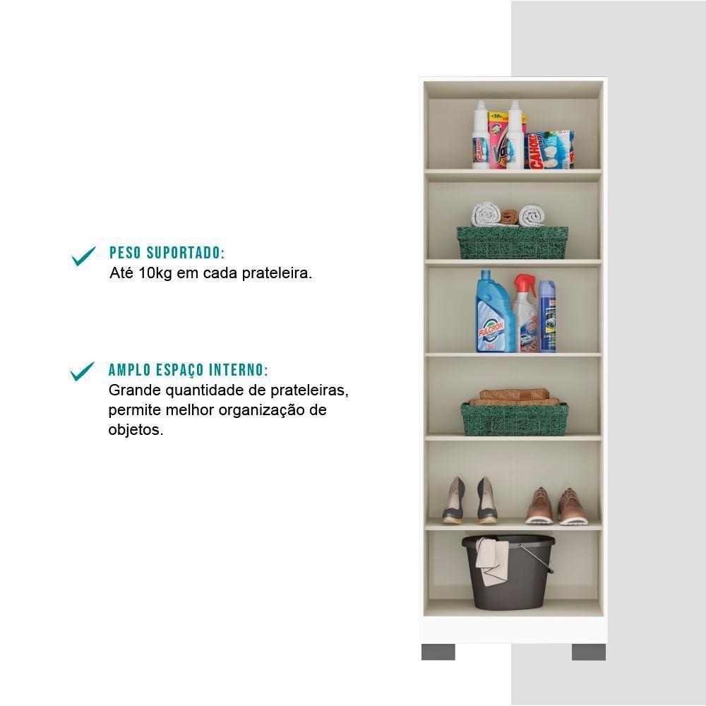 Armário Utilitário Multiuso 2 Portas Espelho Branco - 7