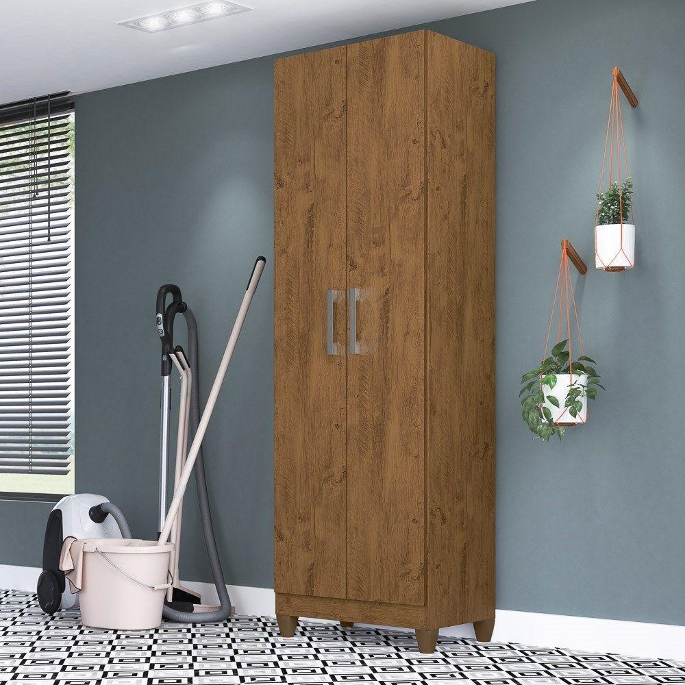Armário Multiuso Organizador 2 Portas Astrid M07 Castanho Wood - Mpozenato - 4