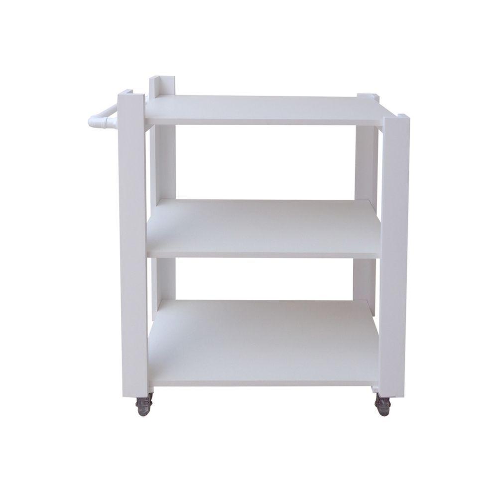 Carrinho Bar Adega Mesa Auxiliar De Apoio Churrasqueira Cozinha Sala Multiuso Branco - 3