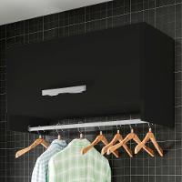 Kit 02 Armários Multiuso Aéreo Cabideiro Grécia L03 Preto - 9