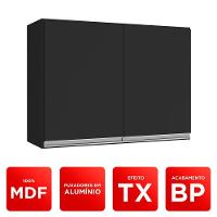 Kit área De Serviço E Lavanderia Com 02 Armários Aéreo 80cm 100% Mdf Preto - Abmaza - 3