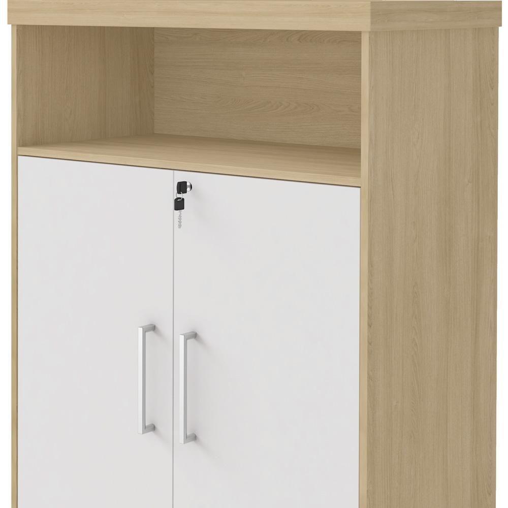 Armário Multiuso Office Com 2 Portas E Nicho Atria Executiva 173cm A02 Carvalho Branco - Lyam Decor - 3