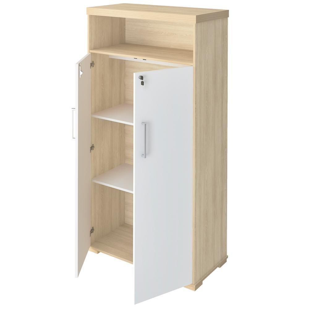 Armário Multiuso Office Com 2 Portas E Nicho Atria Executiva 173cm A02 Carvalho Branco - Lyam Decor - 5
