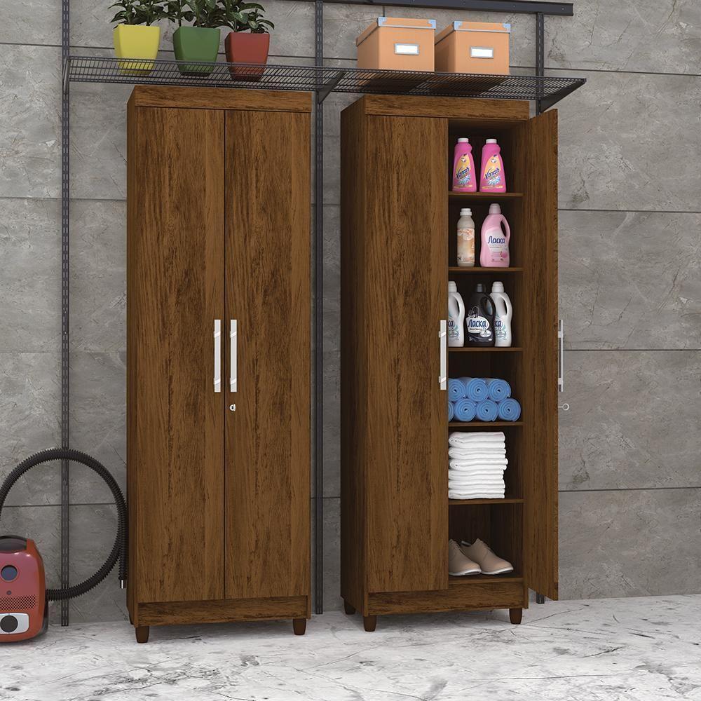 Armario 2 Portas Multiuso Landau Imbuia Rústico - 1