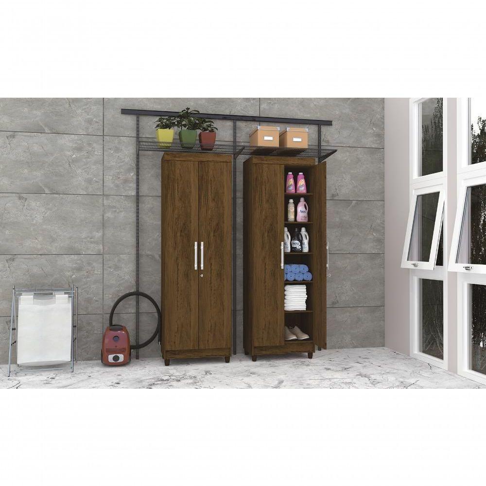 Armario 2 Portas Multiuso Landau Imbuia Rústico - 2