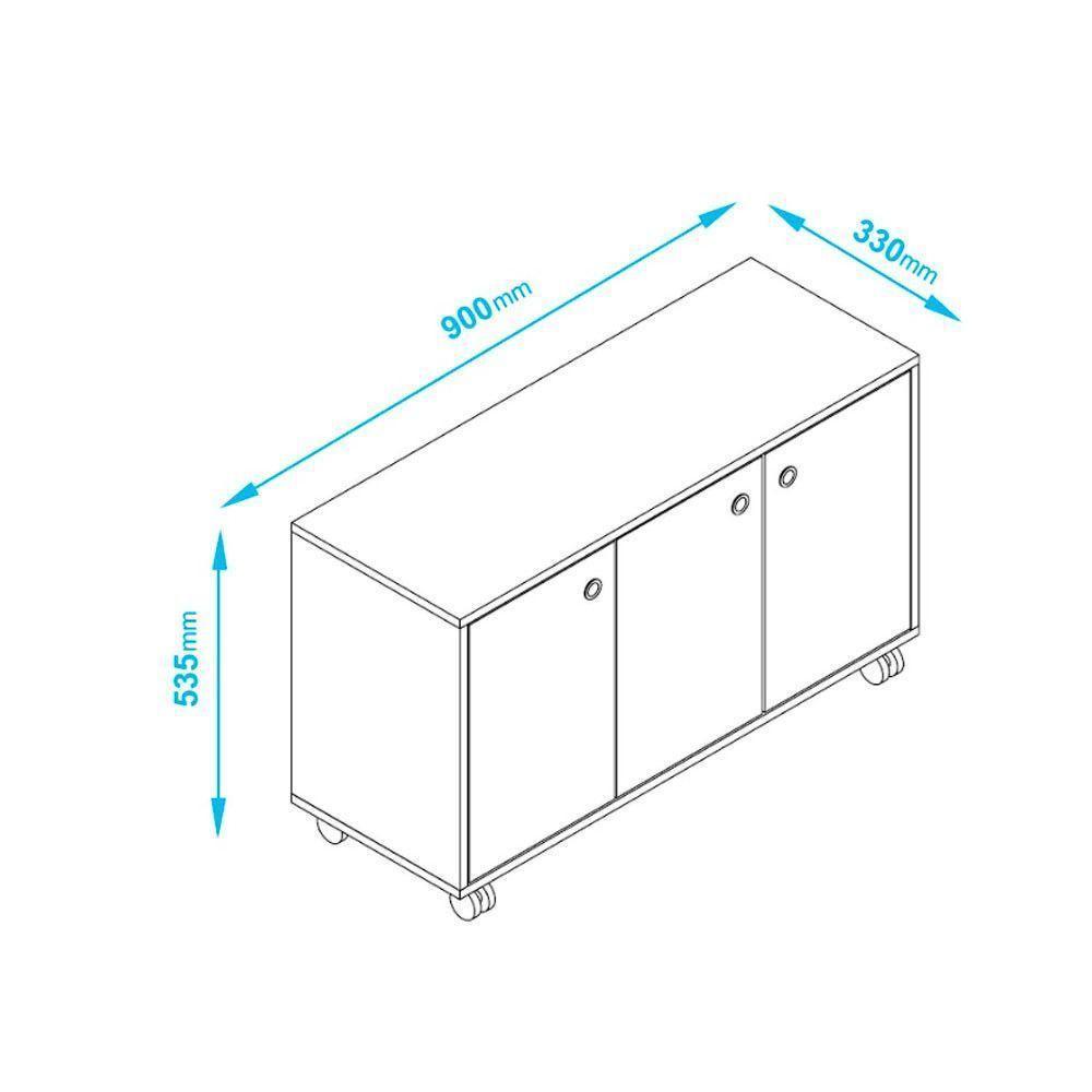 Armário Em Mdp Com 3 Portas 1 Prateleira E 4 Pés Com Rodízio Brv Móveis Branco - 4