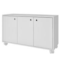 Armário Em Mdp Com 3 Portas 1 Prateleira E 4 Pés Com Rodízio Brv Móveis Branco - 1