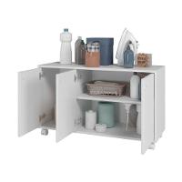Armário Em Mdp Com 3 Portas 1 Prateleira E 4 Pés Com Rodízio Brv Móveis Branco - 3