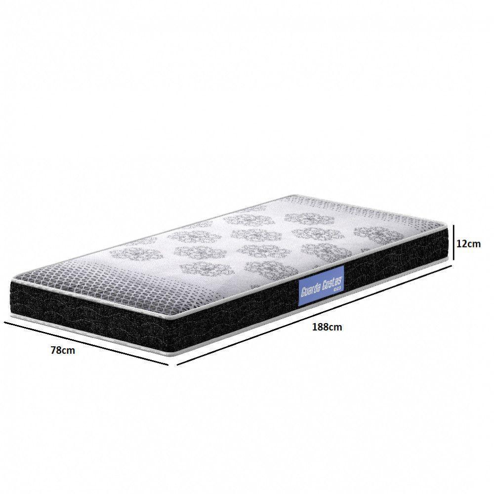 Colchão Solteiro Espuma D23 78x188x12cm Preto C/Branco - 2