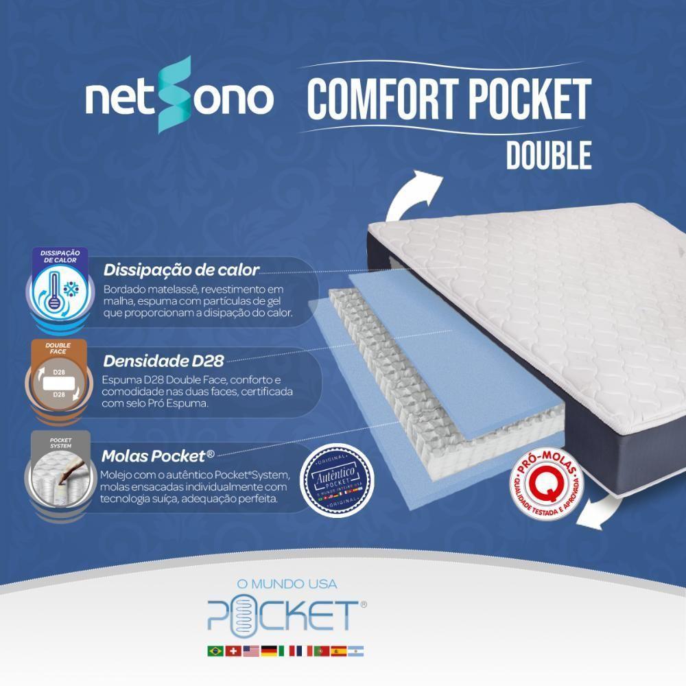 Colchão Netsono Solteiro Na Caixa Comfort Double Face Pocket 100x200x25cm - 4