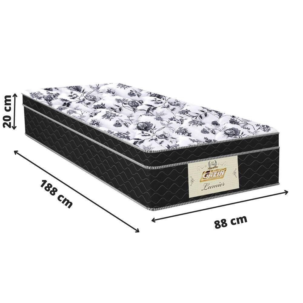 Colchão Solteiro Gazin Molas Bonnel Lumier 0,88x1,88x0,20 Preto - 3