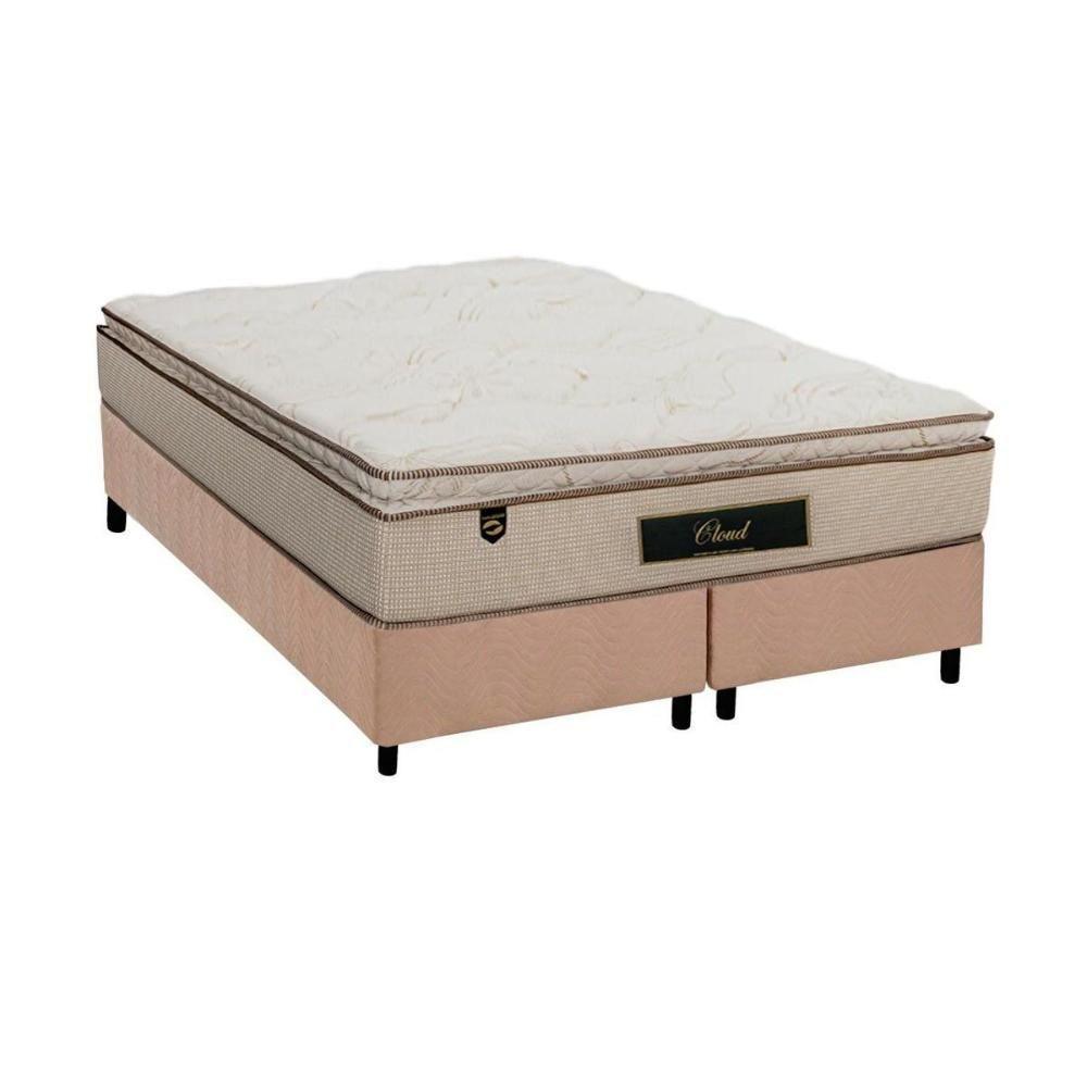 Cama Box King: Colchão Molas Ensacadas Luckspuma MasterPocket Cloud One Side + Base CRC Suede Clean(193x203) - 1