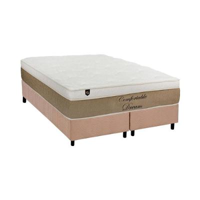 Cama Box King: Colchão Molas MasterPocket Ensacadas Luckspuma   Comfortable Dream + Base CRC Suede Bege(193x203)