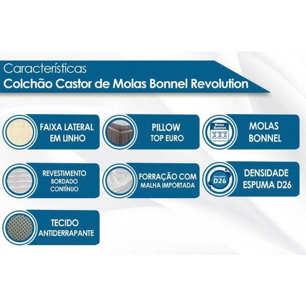 Cama Box King: Colchão Molas Castor Bonnel Revolution + Base CRC Suede Clean(193x203) - 2