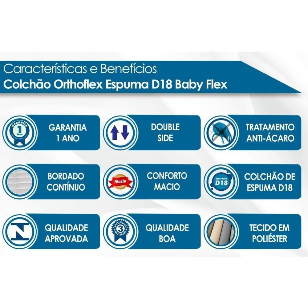 Colchão p/Berço D18 Baby Flex Infantil - 70x130x10 - Orthoflex - 2