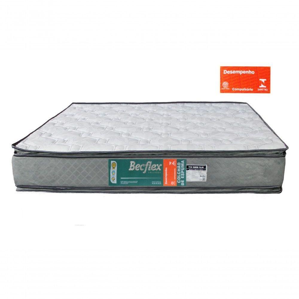 Colchão Espuma Viúva Becflex Titan Diamond Pillow D80 kg/m³ 26cm altura. Semi-ortopédico. 1,28 x 1,88 x 0,26. - 1