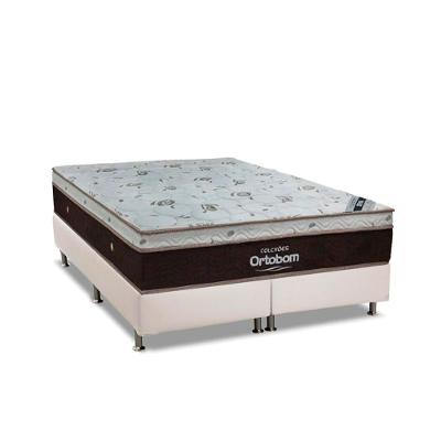 Cama Box King: Colchão Molas Ortobom SuperPocket Sleep King +  Box Suede White(186x198)