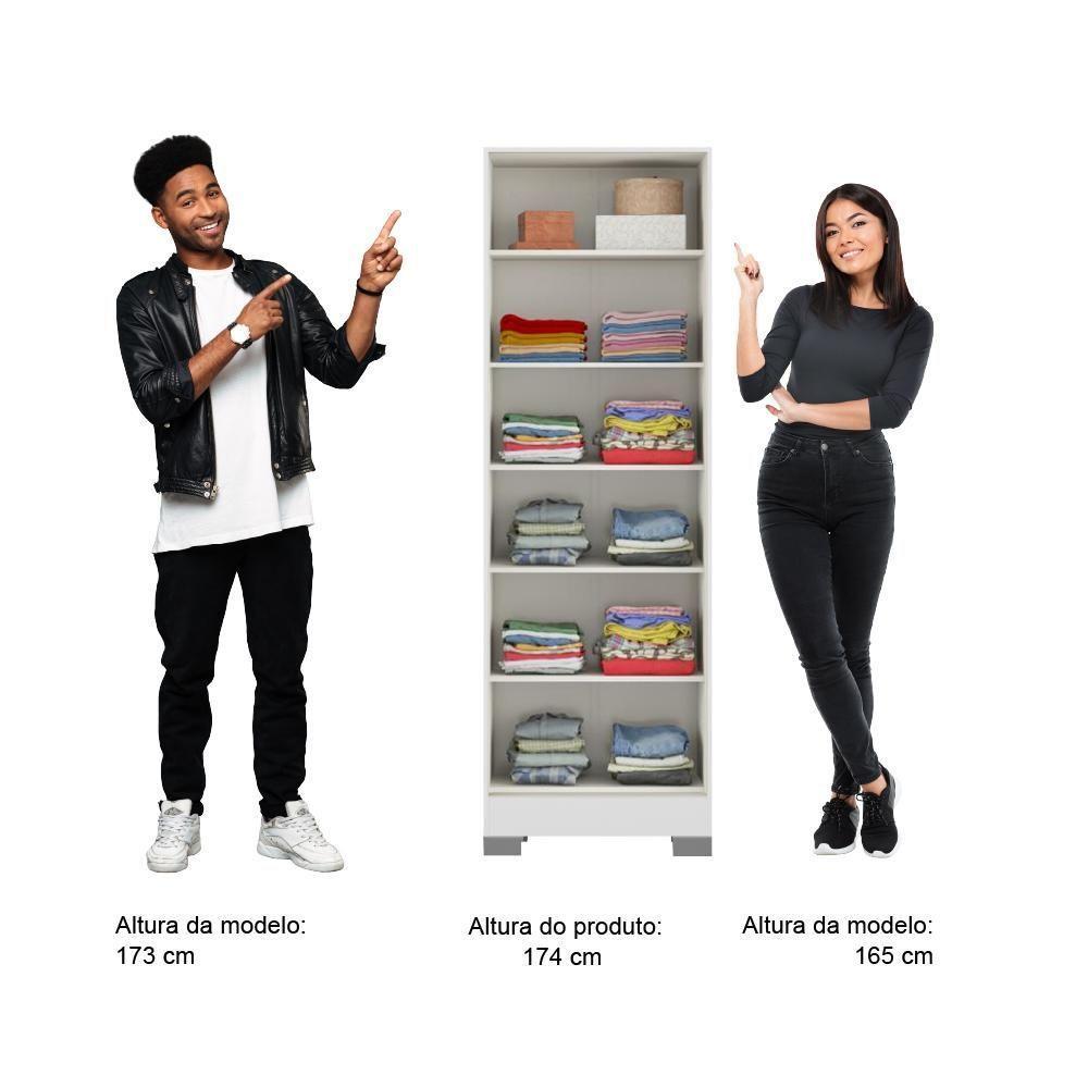 Armário Utilitário Solteiro 2 Portas Espelho Branco Carraro - 4