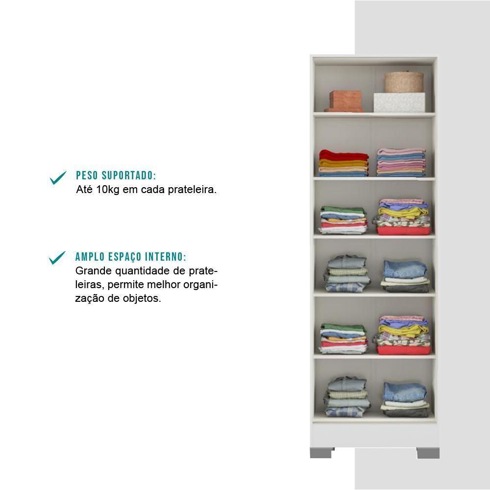 Armário Utilitário Solteiro 2 Portas Espelho Branco Carraro - 5