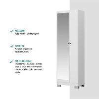 Armário Utilitário Solteiro 2 Portas Espelho Branco Carraro - 6