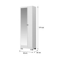 Armário Utilitário Solteiro 2 Portas Espelho Branco Carraro - 7