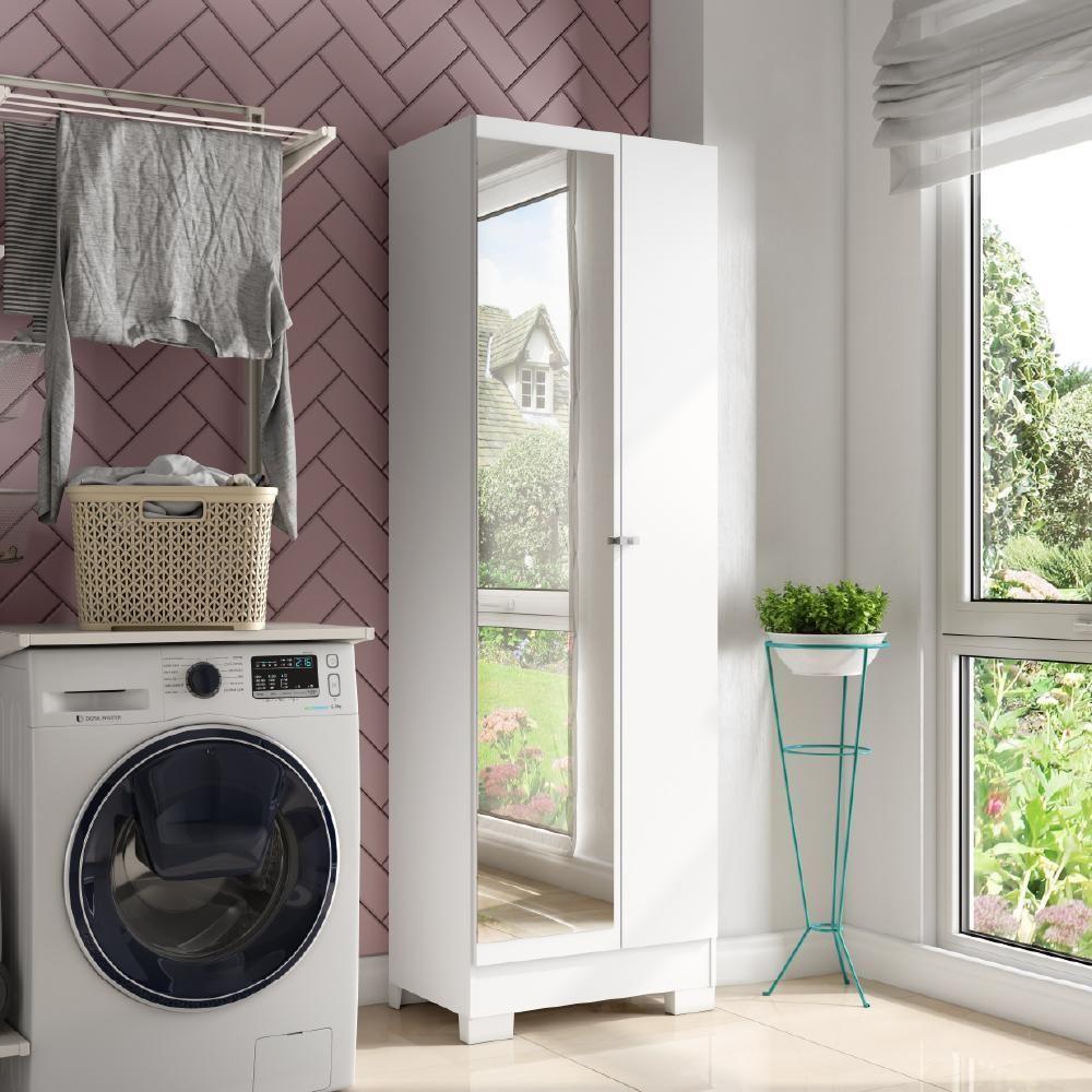 Armário Utilitário Organizador 2 Portas Espelho Branco - 1