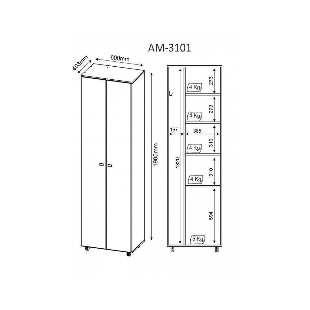 Armário Multiuso com Rodízios Branco Tecno Mobili - 2