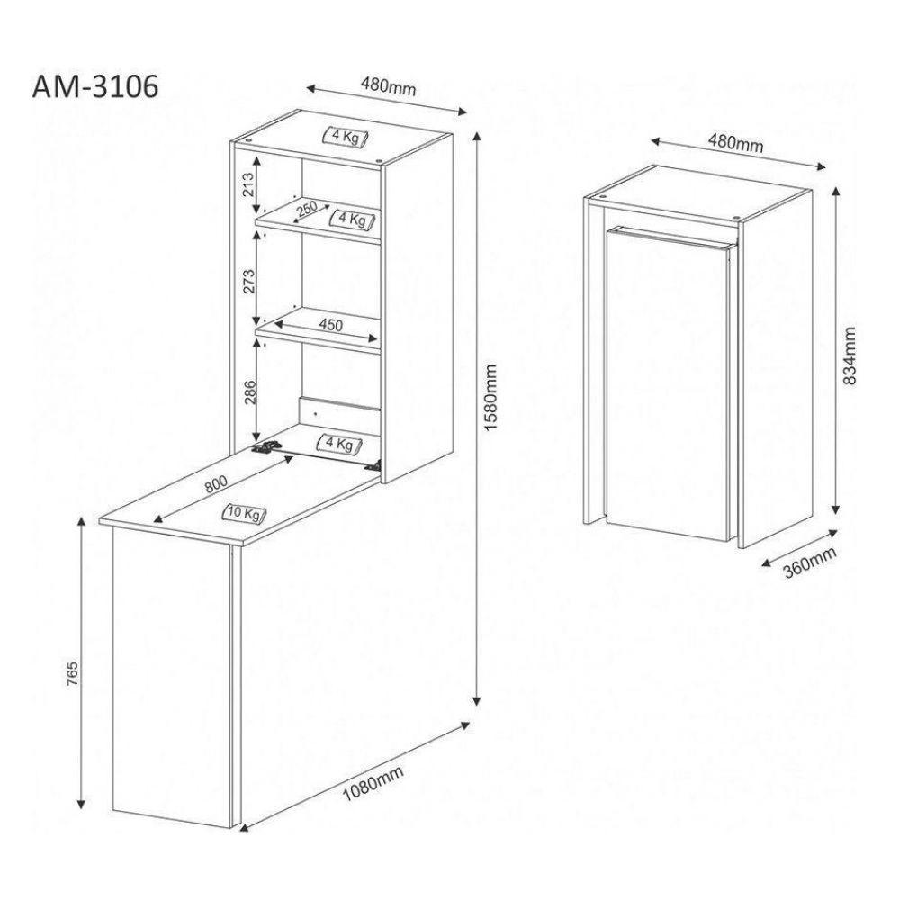 Armário Multiuso de Parede Branco Tecno Mobili - 8