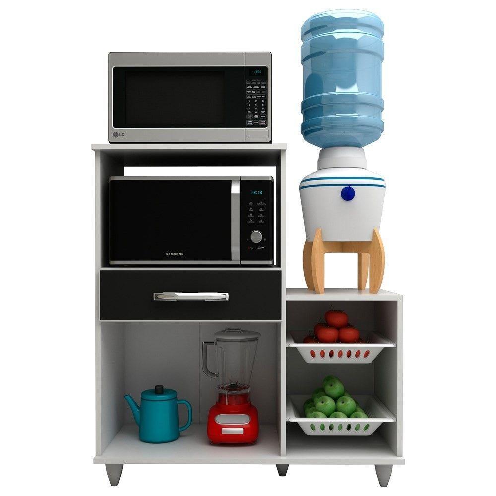 Kit 2 Armários Multiuso com Fruteira Branco Preto Lumil - 5