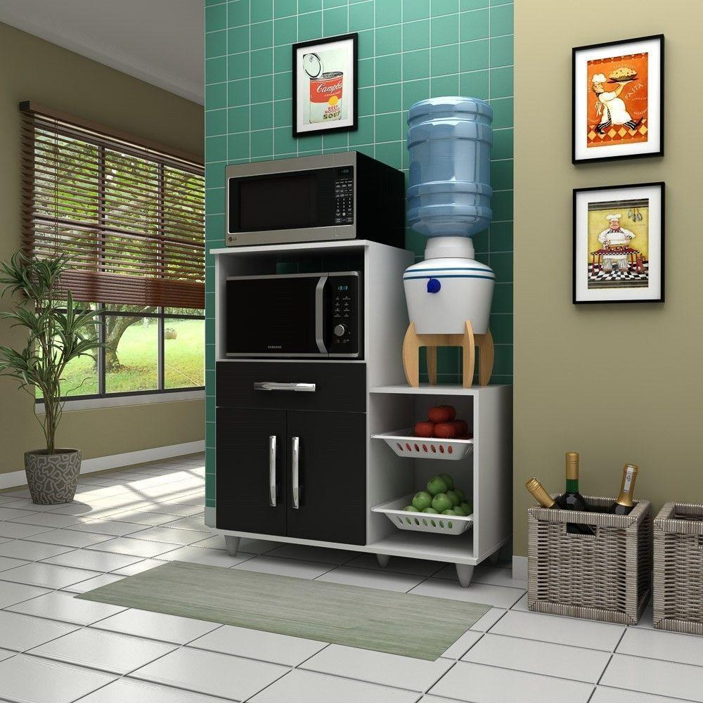 Kit 2 Armários Multiuso com Fruteira Branco Preto Lumil - 7