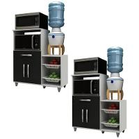 Kit 2 Armários Multiuso com Fruteira Branco Preto Lumil - 1