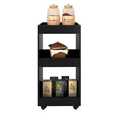 Armário Multiuso para Cozinha com Rodízios Mpozenato Preto