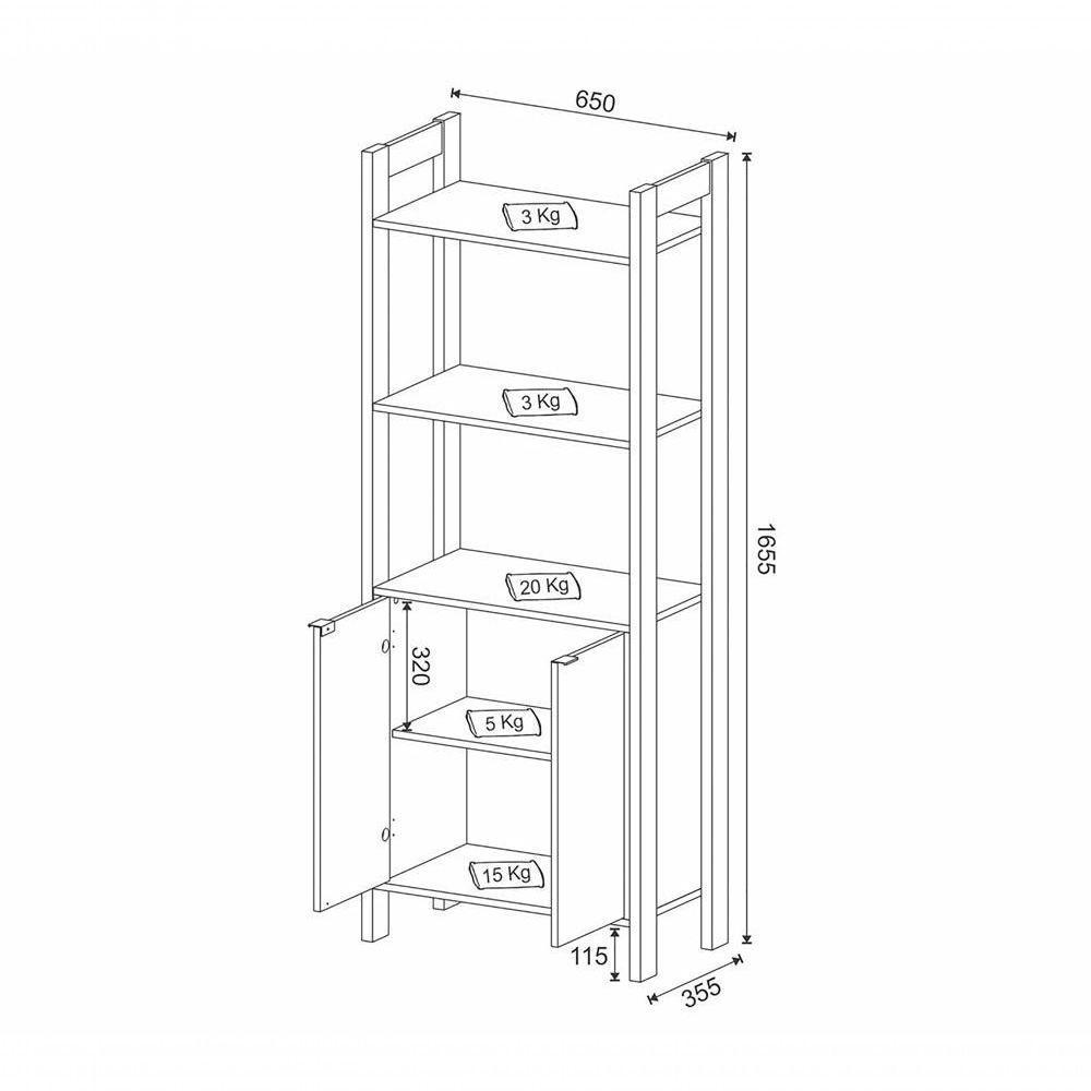 Armario 02 Portas Multiuso Az1009 Branco Nogal - 2