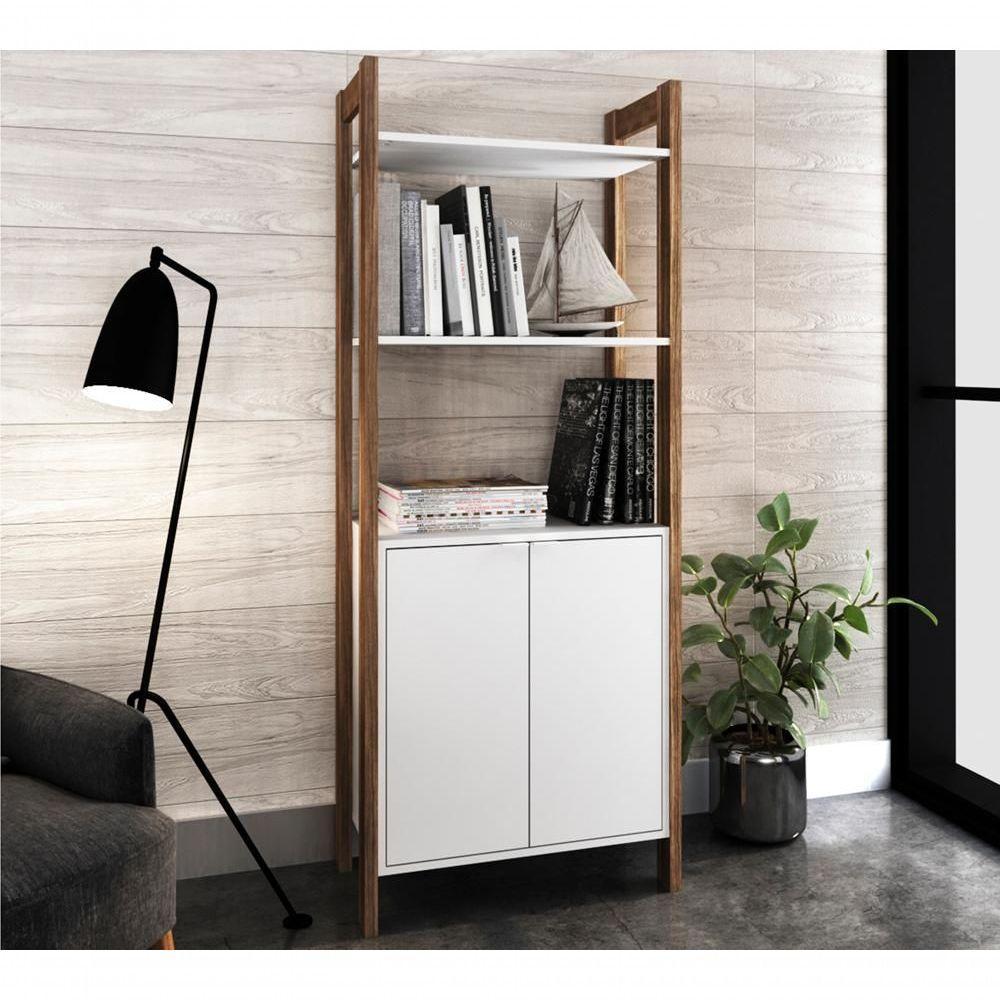 Armario 02 Portas Multiuso Az1009 Branco Nogal - 3