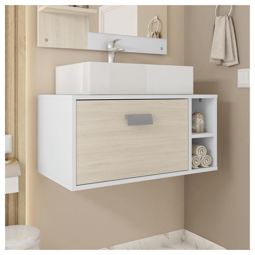 Gabinete Suspenso àrmario Banheiro Branco Towel Caemmun - 4