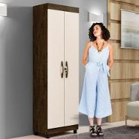 Multiuso 2 Portas 5 Prateleiras Roma Benetil Avelã Ipê E Off White - 3