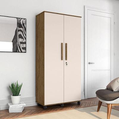 Armário Organizador Multiuso 2 Portas Gold - Canela/ Off White - Cor: Marrom