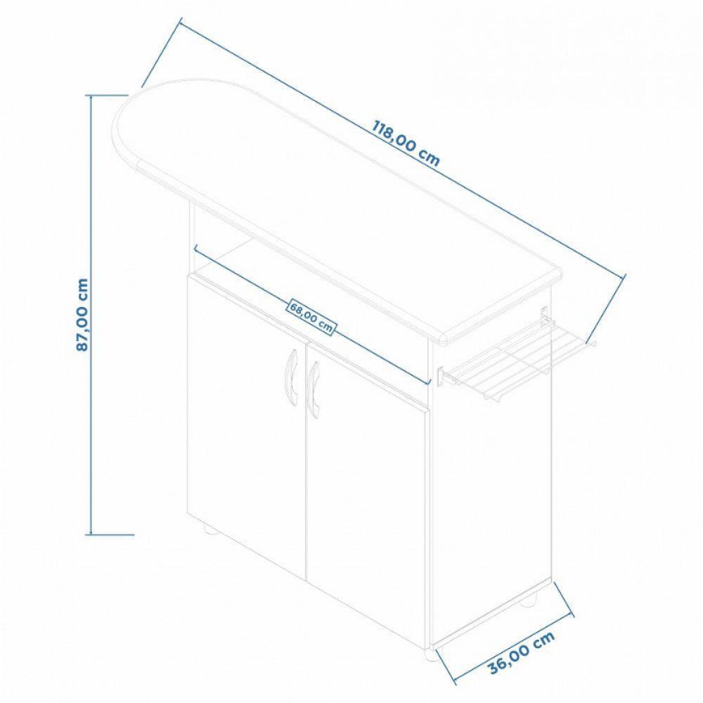 Balcão Notável Em Mdp 2 Portas Com Tabua Criativa Branco - 3