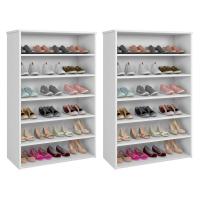 Kit 02 Armários Multiuso Sapateira Laís 5 Prateleiras Branco - 1