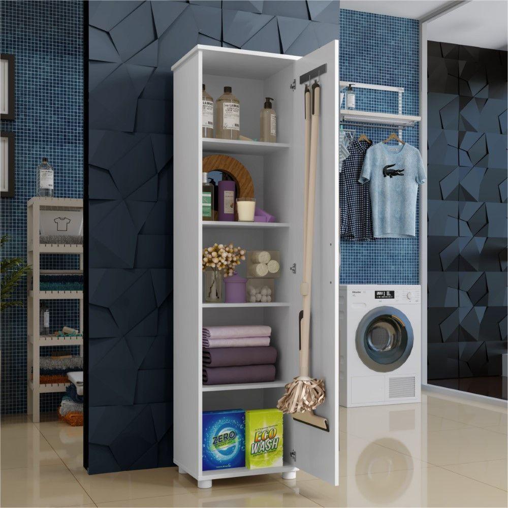 Armário Multiuso Jasmim Branco 1 Porta Kaiki Móveis Branco - 7