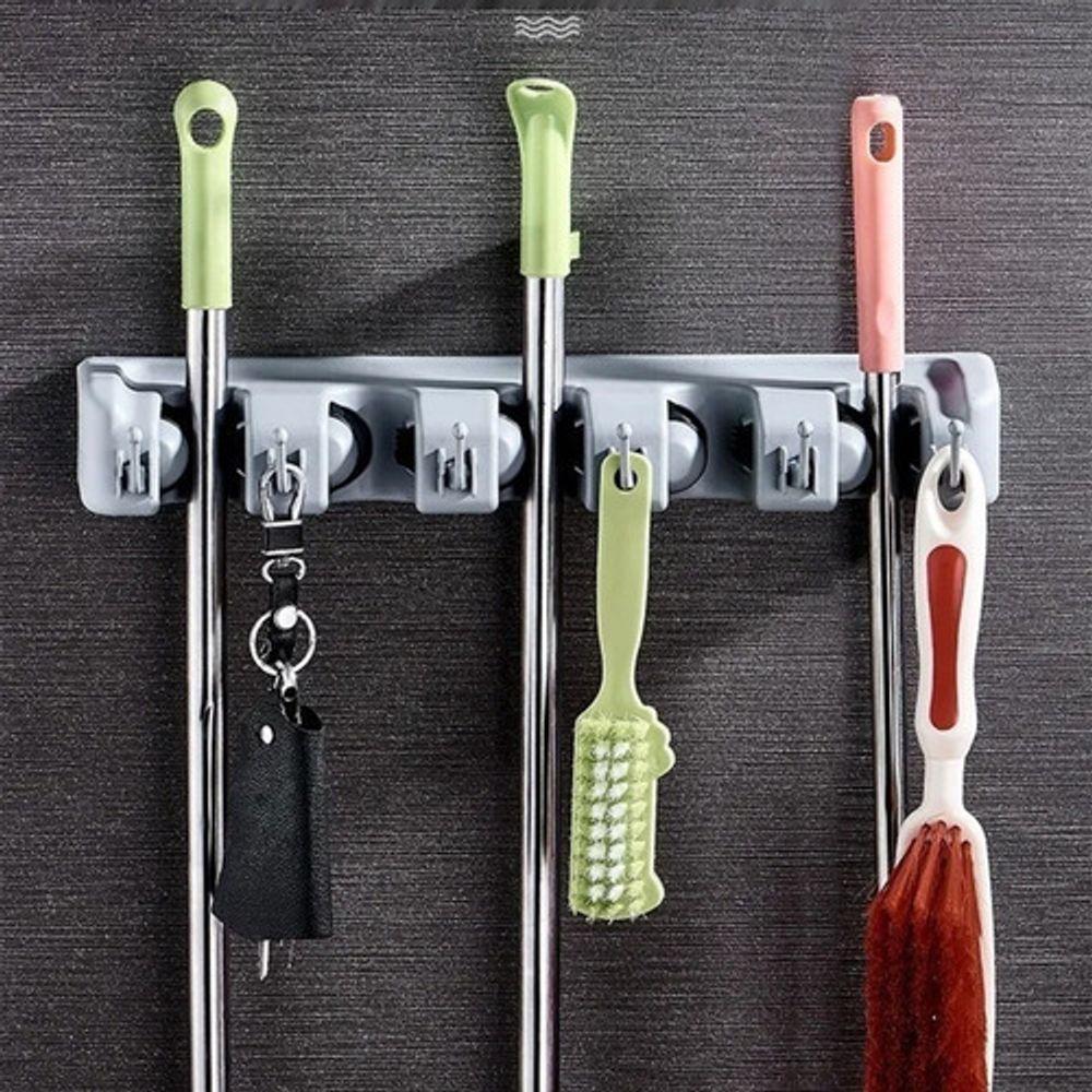 Suporte Multiuso Porta Vassoura Lavanderia Funcional Cabos - 7