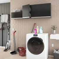 Kit Com 02 Armários Aéreo 120cm E 80cm 100% Mdf Preto - 1