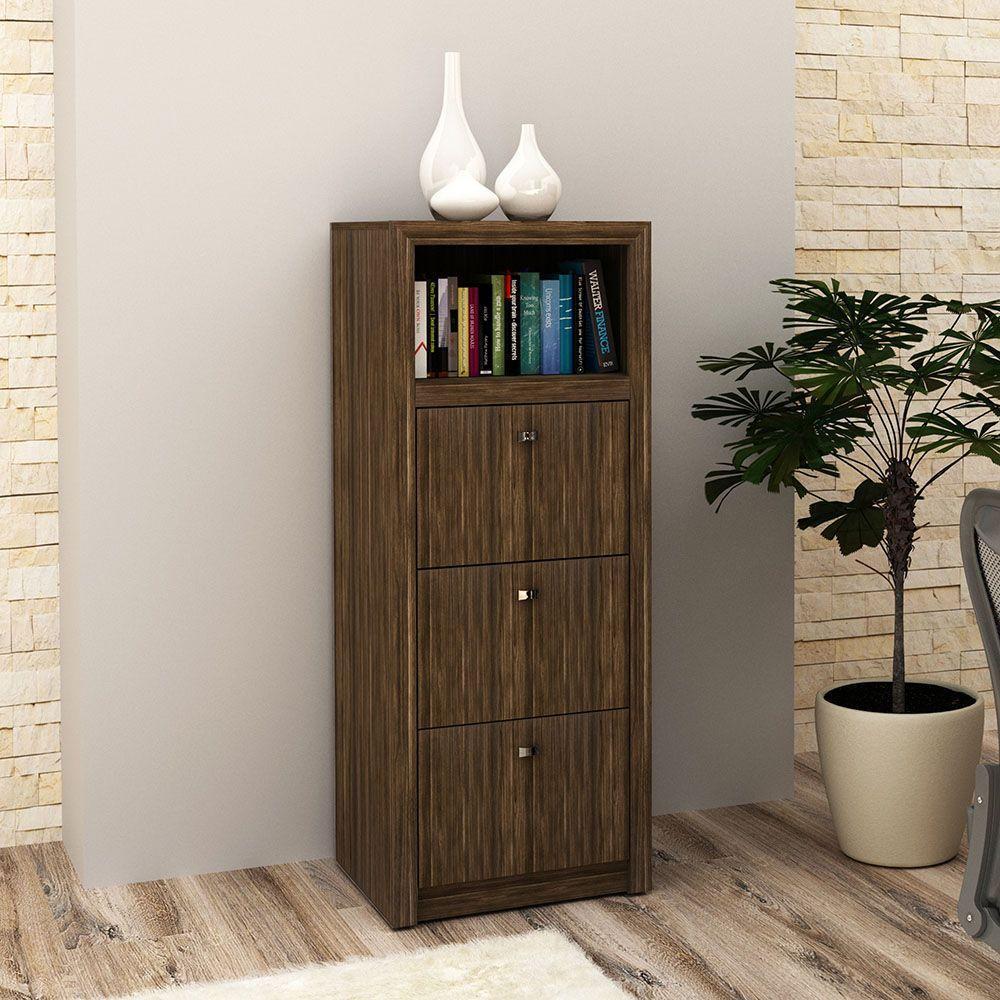 Armário Arquivo Para Escritório Home Office Mdp Nogal - 4